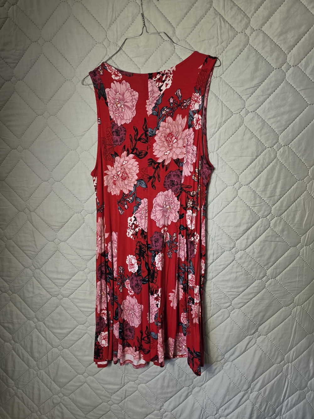 Premise Hot Pink Floral V-neck Knee Length Stretch Dress Sz XL - Picture 4 of 5